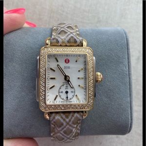 Gold and silver tone Michele deco watch